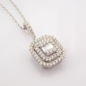 IDL Certificated 14k White Gold Baguette Diamond & Diamond Pendant (Total 0.46 Ct. Stone)