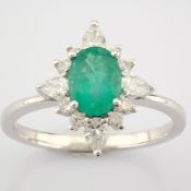 IDL Certificated 14K White Gold Pear Diamond & Diamond Ring (Total 1.15 Ct. Stone)