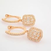 IDL Certificated 14K Rose/Pink Gold Diamond Earring (Total 0.85 Ct. Stone)