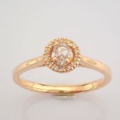 IDL Certificated 14K Rose/Pink Gold Rose Cut Diamond & Diamond Ring (Total 0.17 Ct. Stone)