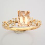 IDL Certificated 14K Rose/Pink Gold Diamond & Morganite Ring (Total 1.11 Ct. Stone)