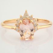 IDL Certificated 14K Rose/Pink Gold Diamond & Morganite Ring (Total 0.78 Ct. Stone)