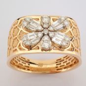 IDL Certificated 14K Rose/Pink Gold Baguette Diamond & Diamond Ring (Total 0.38 Ct. Stone)