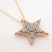 IDL Certificated 14K Rose/Pink Gold Brown Diamond Necklace (Total 0.64 Ct. Stone)
