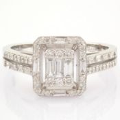 IDL Certificated 14K White Gold Diamond Ring (Total 0.43 Ct. Stone)