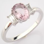 IDL Certificated 14K White Gold Diamond & Sapphire Ring (Total 0.97 Ct. Stone)