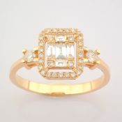 IDL Certificated 14K Rose/Pink Gold Baguette Diamond & Diamond Ring (Total 0.34 Ct. Stone)