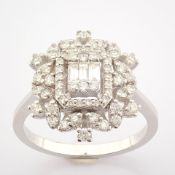 IDL Certificated 14K White Gold Diamond Ring (Total 0.64 Ct. Stone)