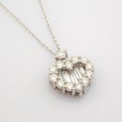 IDL Certificated 14K White Gold Baguette Diamond & Diamond Necklace (Total 0.9 Ct. Stone)