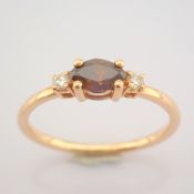 IDL Certificated 14K Rose/Pink Gold Brown Diamond & Diamond Ring (Total 0.45 Ct. Stone)
