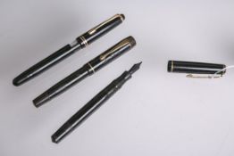 3 Füllfederhalter versch. Hersteller, 1x ohne Herstellerbez. m. Montblanc-Kappe, 1x Kaweco Dia (