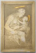 Gipsreliefplatte m. Darst. von Madonna