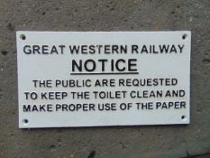 CAST IRON GREAT WESTERN RAILWAY SIGN