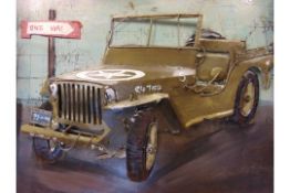 3D WW2 WILLYS JEEP PICTURE IN METAL 80 CMS x 60CMS