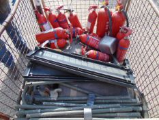 Stillage of Fire Extinguishers, Aluminium Poles, Land Rover Seats etc