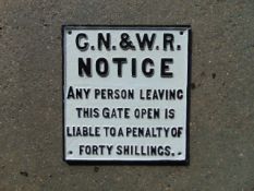 CAST IRON GN & W.R RAILWAY SIGN