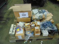PALLET OF ARMOURED VEHICLE SPARES INC. CONTROL BOXES, CONNECTORS, ETC