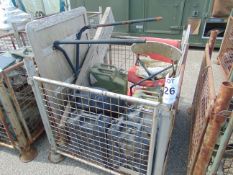 JERRY CANS, WATER CANS, KEY BOARD, FIRE EXTINGUISHERS, TABLE, ETC