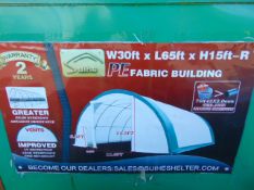 65ft Lx 30ft W x 15ft H Relocatable Heavy Duty Storage Shelter New Unissued