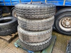 Qty 4 x Continental 12.00R20 HSC Construction tyres on 10 stud split rims