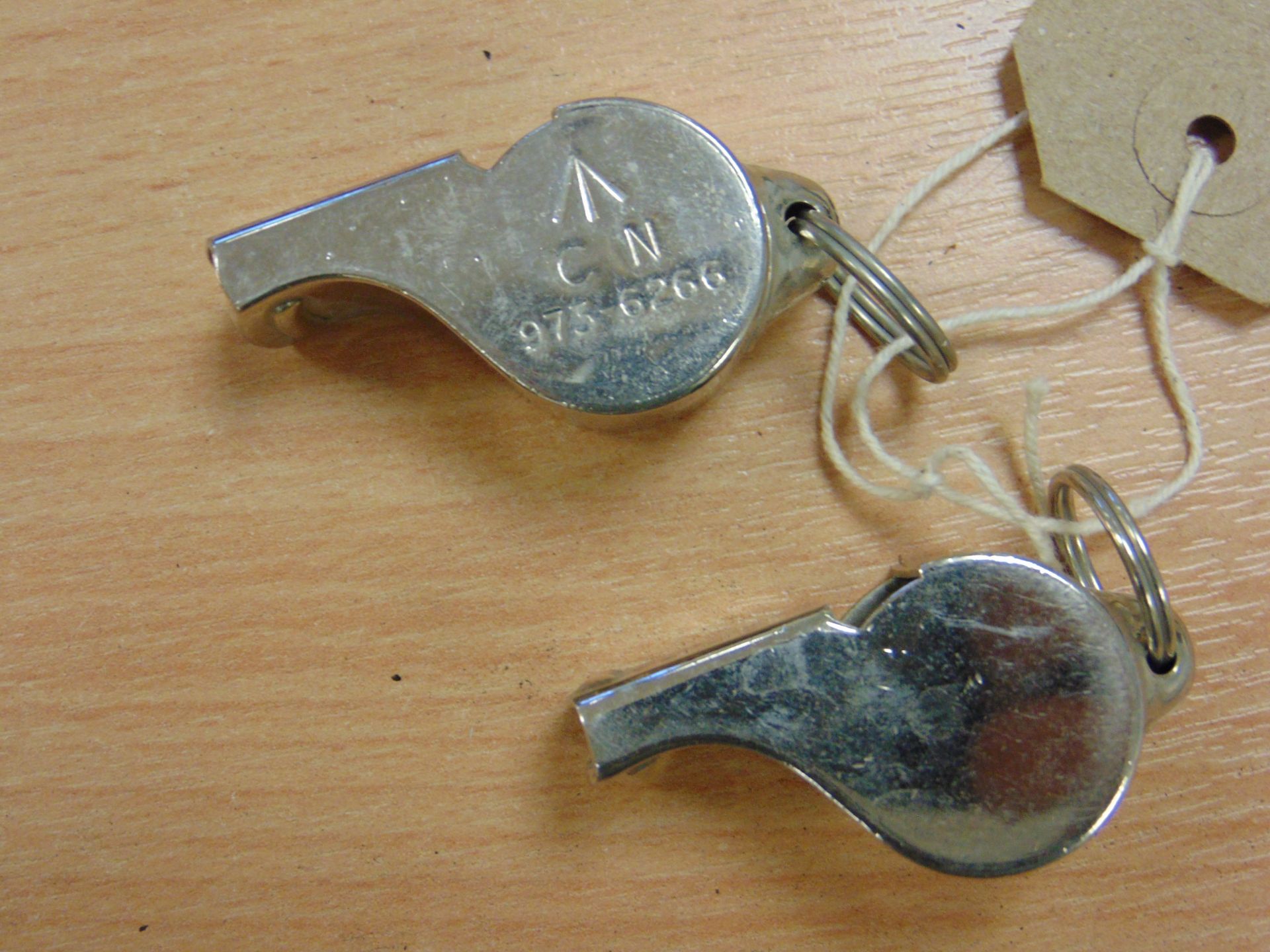 2X BRITISH ARMY ACME THUNDERER SERVICE WHISTLE BROAD ARROW MARKED - NICE CONDITION - Image 6 of 6