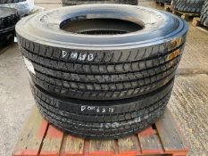 2 x Bridgestone 315/80R22.5 R297 V Steel tyres, unused 2013 year date stamped