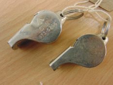 2X THE ACME THUNDERER SERVICE WHISTLE BRITISH ARMY ISSUE - BROAD MARKED ARROW