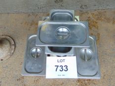 5X BRITISH ARMY SERVING/ HEATING FIELD CONTAINERS -STAINLESS STEEL