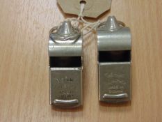 2X THE ACME THUNDERER SERVICE WHISTLE BRITISH ARMY ISSUE - BROAD MARKED ARROW