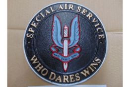 SAS CAST IRON 24 CMS DIA HAND PAINTED WALL PLAQUE