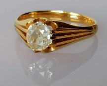 A mid-20th century gypsy ring with an old-cut diamond, approximately 0.75 carat, unmarked