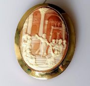 A 9ct gold-framed cameo brooch, 6 x 5 cm, hallmarked, 16.31g