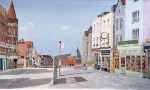 Jas R Richardson, HIGH STREET, WINDSOR, oil on board, framed and signed, dated '67