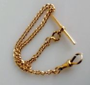A 15ct gold Albert chain, stamped to bar and clasp, 25 cm, 12.78g