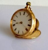 A late 19th century stem-wind French fob watch with embossed decoration, Helvetia 750 gold stamp