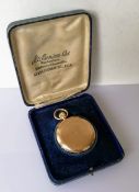 A George V 9ct gold-cased full-hunter pocket watch with engine turned design to cover, stem wind,