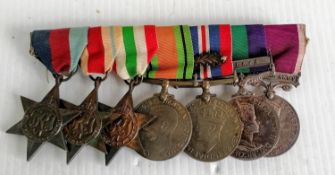 A group of seven medals awarded to No. 7587625 W. O. CL. 1 E. FORDRED. R. A. O. C.:- 1939/45 star,