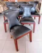A set of six leather upholstered Ralph Lauren Polo dining chairs, each 96 cm H and labelled.
