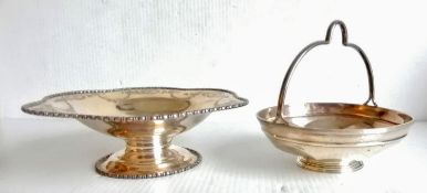 An Edwardian silver tazza with beaded and etched decoration by Atkin Brothers, 1909 and a George V
