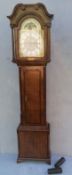 A Georgian oak and mahogany cross banded long case clock, eight-day striking movement, calendar