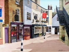 Jas R Richardson, MARKET STREET, WINDSOR, framed and signed, dated '67, 43 x 66 cm