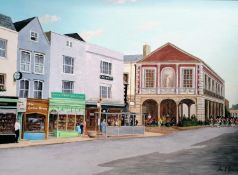 Jas R Richardson, WINDSOR TOWN HALL, oil on board, framed and signed, dated '67, 45 x 75 cm