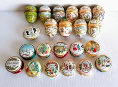 A selection of hinged Halcyon Days Enamels trinket boxes for Easter 1973-1984 (except 1980, 1983)