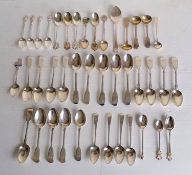 A selection of mostly Victorian tea spoons, some in sets of five and fours, souvenir spoons,