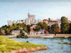Jas R Richardson, VIEW OF WINDSOR CASTLE, oil on board, framed and signed, 45 x 75 cm