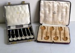 A cased set of six George V silver-gilt anointing spoons by Saunders, Shepherd & Co Ltd., London,