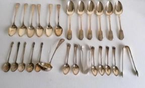 A set of six crested George IV fiddle pattern silver teaspoons by William Woodman, Exeter, 1829,