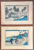 Kunisada Utagawa (Japanese, 1786-1864) two coloured woodblock prints, framed and mounted, each 24.