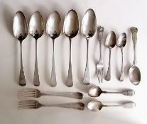Two George III Old English silver table spoons by Thomas Liddiard, London, 1784,