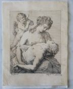 After Carracci, Angelica Kauffmann (Swiss, 1741-1807) Venus and Adonis, etching, 1770, 23 x 18 cm